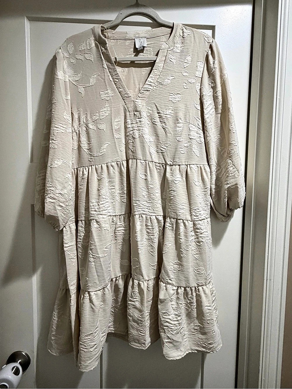 Joie Embroidered Tiered Mini Dress in Cream Size Large